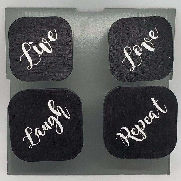 Decorated & Hand Painted Wooden Hooks Labelled Live, Laugh, Love, Repeat - Picture 1 of 4